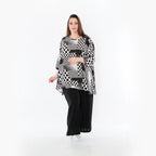  A-Form Bigshirt von AKH Fashion aus Viskose, 1481.00593, Schwarz/Weiß, Punkte, Ausgefallen