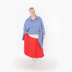  Zipfel Bluse von AKH Fashion aus Baumwolle, 1482.07080, Azurblau, Ausgefallen, Zeitlos