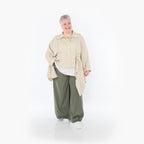 Damen Hose Lagenlook Baumwolle Khaki, Ballonschnitt, Flügeltaschen, Oversize große Größen – AKH Fashion