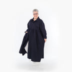  A-Form Mantel von AKH Fashion aus Baumwolle, 1482.07084, Marine, Ausgefallen, Zeitlos