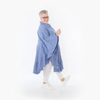  AKH Fashion Bluse in gerundeter Form, aus Baumwolle, 1482.07085, Azurblau, Ausgefallen