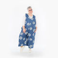 AKH Fashion Jumpsuit in gerader Form, aus Baumwolle, 1485.07079, Jeansblau/Weiß, Blumen