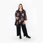  A-Form Jacke von AKH Fashion aus Viskose, 1491.07090, Schwarz/Fuchsia/Multi, Blumen