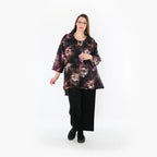  A-Form Jacke von AKH Fashion aus Viskose, 1491.07090, Schwarz/Fuchsia/Multi, Blumen