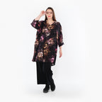  A-Form Bigshirt von AKH Fashion aus Viskose, 1491.07091, Schwarz/Fuchsia/Multi, Blumen