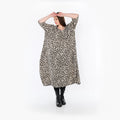  Ballonkleid von AKH Fashion aus Materialmix, 1496.01926, Beige/Schwarz/Cognac, Leopard