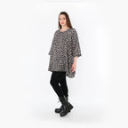  A-Form Bigshirt von AKH Fashion aus Materialmix, 1496.00593, Grau/Schwarz/Blau, Leopard