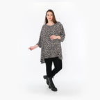  A-Form Bigshirt von AKH Fashion aus Materialmix, 1496.00593, Grau/Schwarz/Blau, Leopard