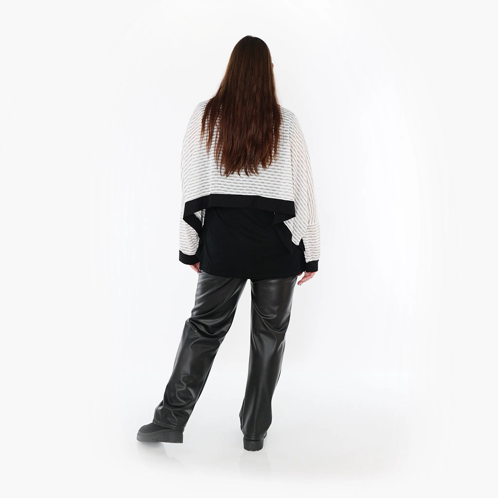  AKH Fashion Überwurf in kastiger Form, aus Baumwolle, 1498.07011, Weiß/Schwarz, Streifen