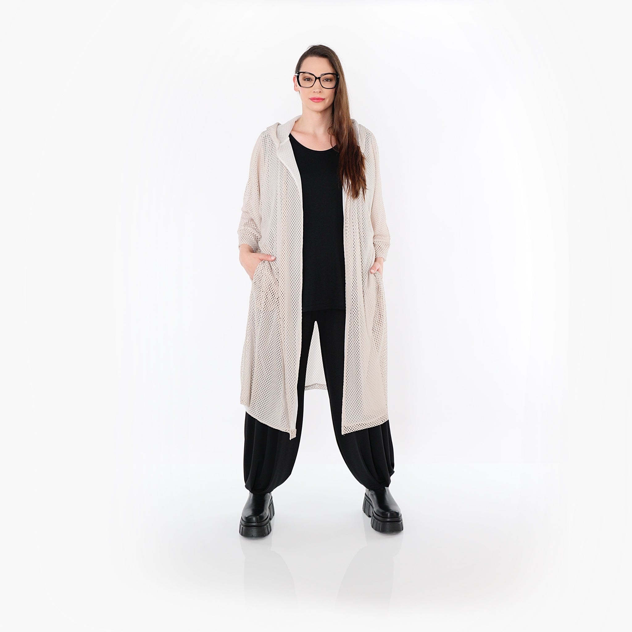  AKH Fashion Cardigan in gerader Form, aus Baumwolle, 1500.07068, Beige, Ausgefallen