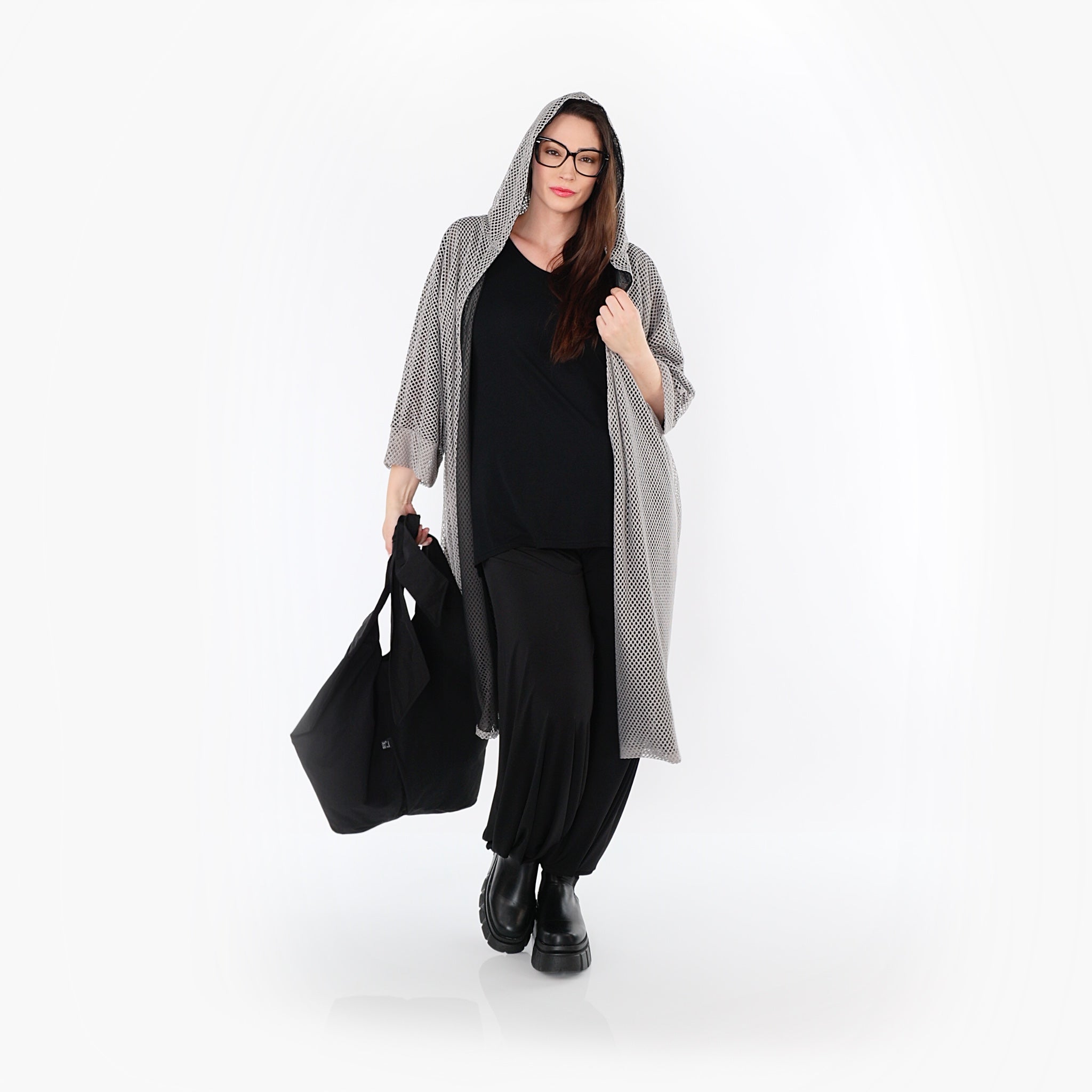  AKH Fashion Cardigan in gerader Form, aus Baumwolle, 1500.07068, Grau, Ausgefallen, Schick