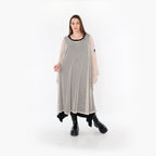  AKH Fashion Überwurf in gerader Form, aus Baumwolle, 1500.07100, Beige/Schwarz, Schick