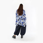  A-Form Bigshirt von AKH Fashion aus Materialmix, 1511.01019, Blau/Weiß/Marine, Abstrakt