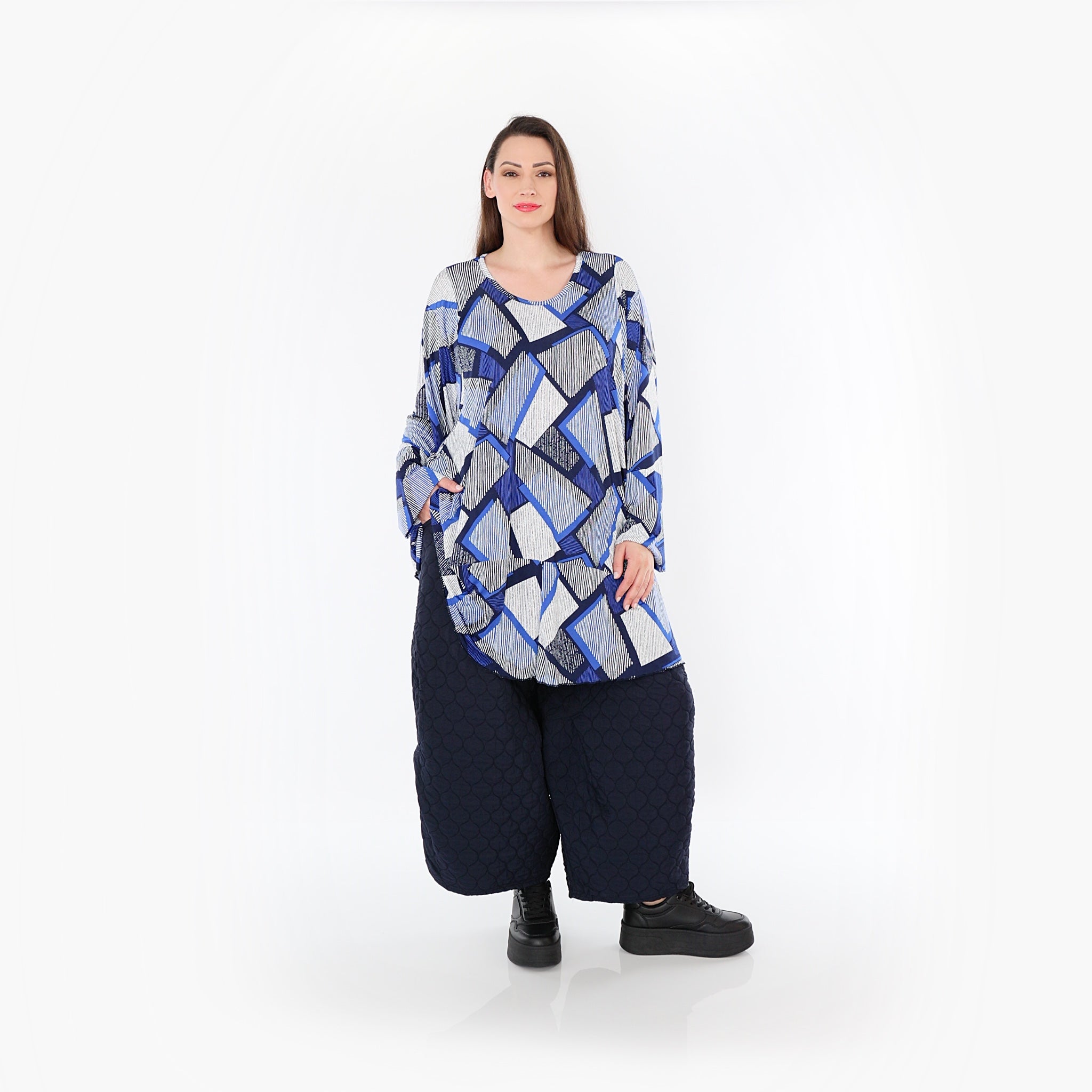  Ballonhose von AKH Fashion aus Materialmix, 1450.06631, Navy, Jacquard, Schick, Modern