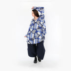  AKH Fashion Bigshirt in Glocken-Form, aus Materialmix, 1511.00592, Blau/Weiß/Marine, Schick