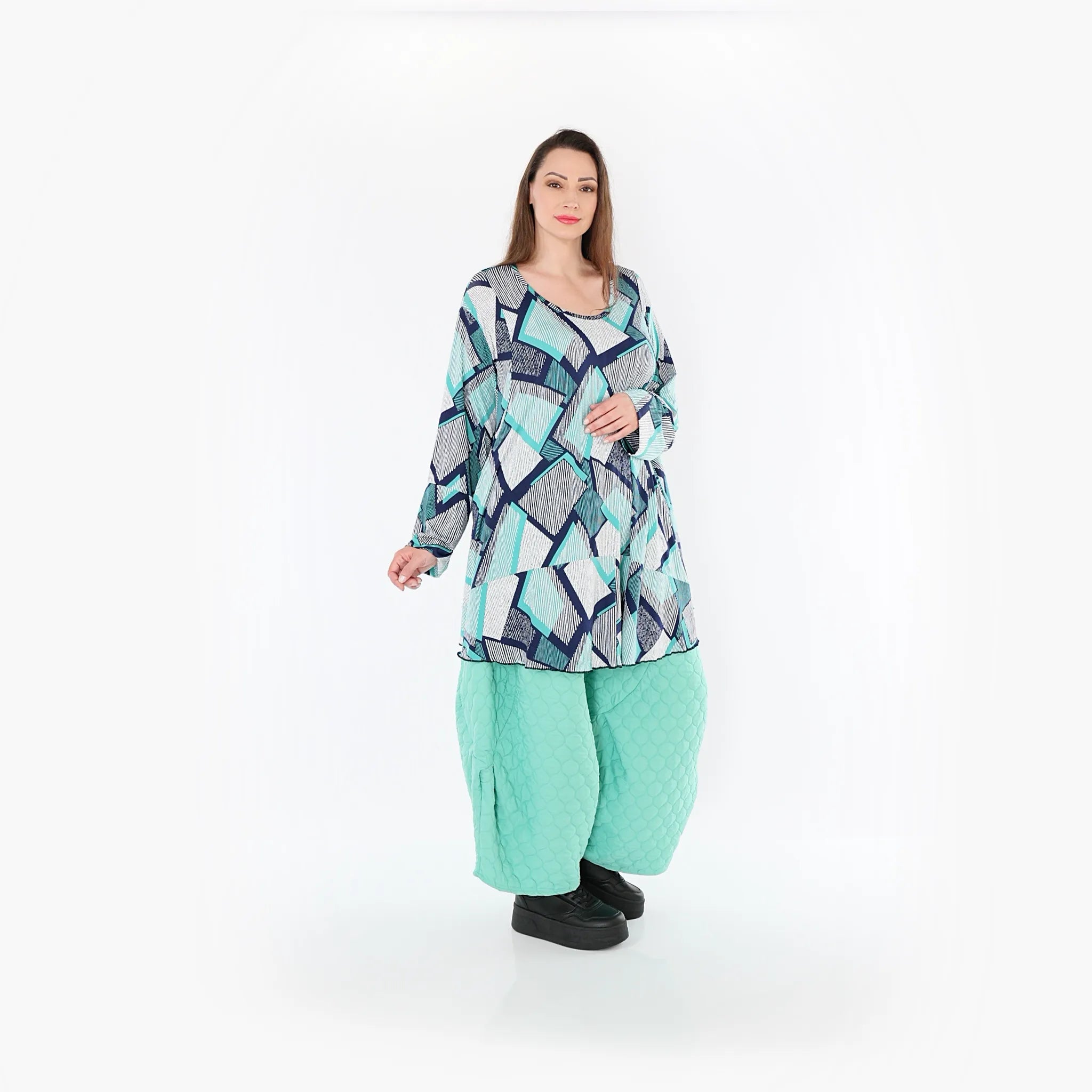  Ballonhose von AKH Fashion aus Materialmix, 1450.06631, Mintgrün, Jacquard, Schick, Schick