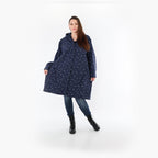  AKH Fashion Mantel in gerader Form, aus Polyester, 1512.07035, Marine/Grau, Punkte, Schick