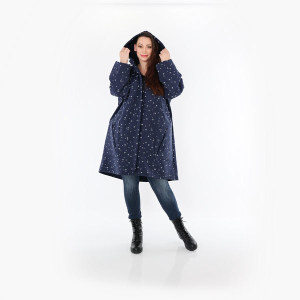  AKH Fashion Mantel in gerader Form, aus Polyester, 1512.07035, Marine/Grau, Punkte, Schick