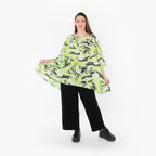  A-Form Bigshirt von AKH Fashion aus Rayon, 1510.00593, Grün/Türkis/Schwarz, Wellen, Schick