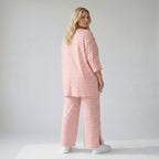 Stilvolle Lagenlook Hose aus weichem Jersey in legerer Oversize Form mit Schlitz, Weiß/Lachs