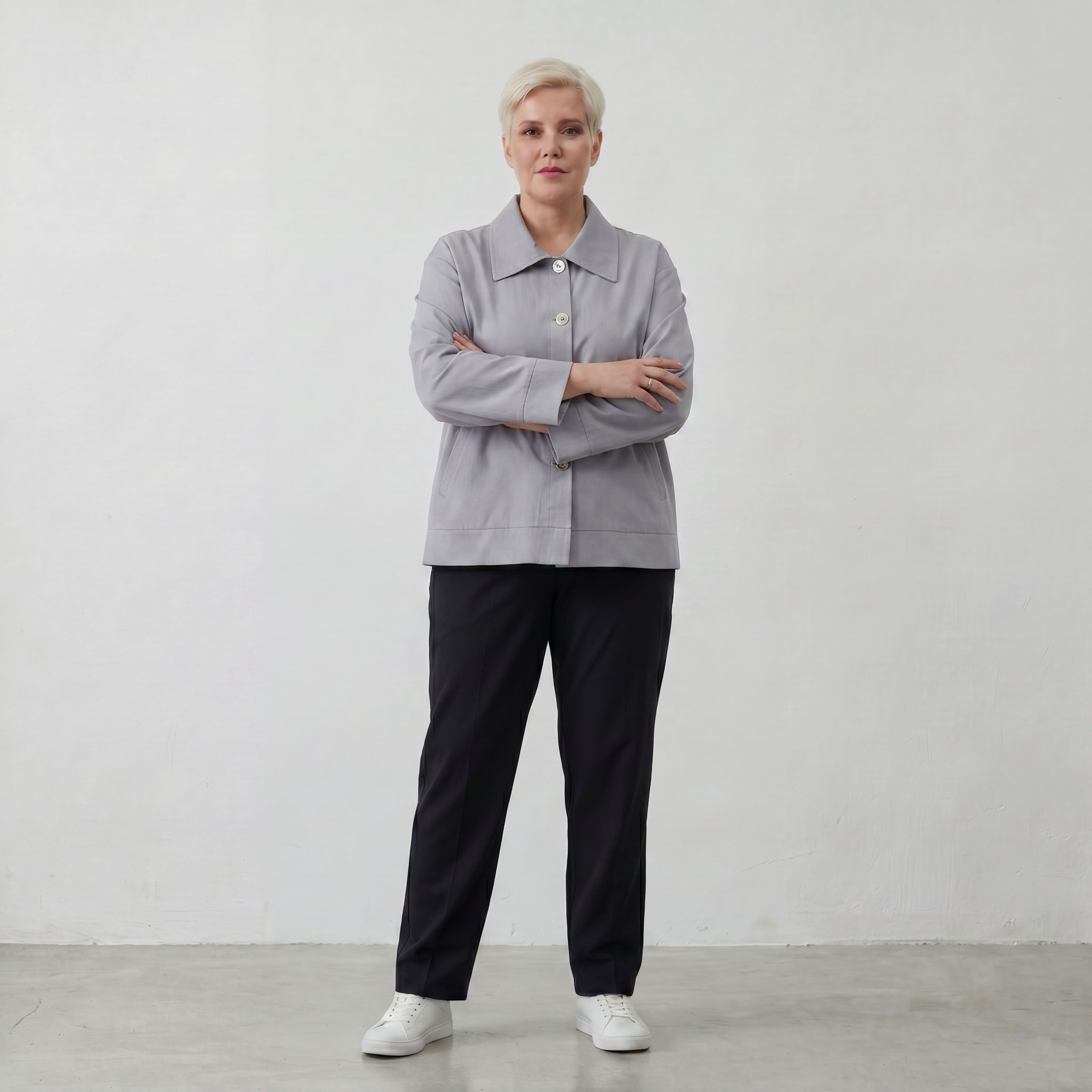 Zeitlose Karottenhose Grau elastisch leger ausgefallen Lagenlook Komfortliebling weich