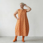 Luftiges Ballon Kleid aus feiner Baumwolle im ausgefallenen Lagenlook mit Punkten, Rosa/Orange
