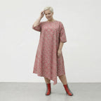 Luftiges Ballonkleid im stilvollen Lagenlook mit ausgefallenem Punktemuster, leicht aus Baumwolle, Mint/Pink