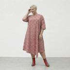Luftiges Ballonkleid im stilvollen Lagenlook mit ausgefallenem Punktemuster, leicht aus Baumwolle, Mint/Pink