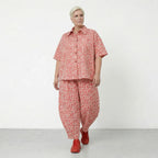 Luftige Ballon Hose im ausgefallenen Lagenlook mit weiten Beinen und tiefen Taschen, Mint/Pink