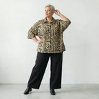Stilvoll ausgefallene Oversize Jacke im legeren Lagenlook aus feiner Popeline, Beige/Schwarz/Fuchsia