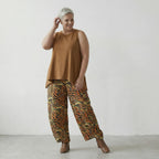 Luftige Ballonhose im ausgefallenen Zebra-Lagenlook aus feiner Baumwolle und Viskose, Orange/Schwarz/Gelb