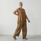 Luftige Ballonhose im ausgefallenen Zebra-Lagenlook aus feiner Baumwolle und Viskose, Orange/Schwarz/Gelb