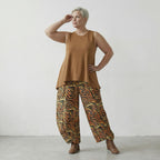 Luftige Ballonhose im ausgefallenen Zebra-Lagenlook aus feiner Baumwolle und Viskose, Orange/Schwarz/Gelb
