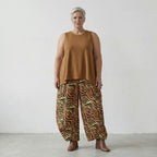 Luftige Ballonhose im ausgefallenen Zebra-Lagenlook aus feiner Baumwolle und Viskose, Orange/Schwarz/Gelb
