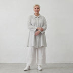 Leichte Baumwolljacke im Lagenlook Hellblau Ecru Oversize Glockenschnitt zeitlos leger