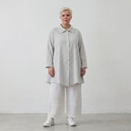 Leichte Baumwolljacke im Lagenlook Hellblau Ecru Oversize Glockenschnitt zeitlos leger