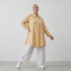 Leichte Baumwollmousseline Jacke Gelb Ecru im Oversize Lagenlook leger zeitlos luftig