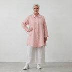 Federleichte Baumwolljacke im Lagenlook Rosa Ecru Oversize leger zeitlos fliessend luftig