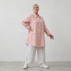 Federleichte Baumwolljacke im Lagenlook Rosa Ecru Oversize leger zeitlos fliessend luftig