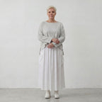 Leichter Baumwollüberwurf Hellblau/Ecru im Oversize Lagenlook zeitlos leger luftig weich