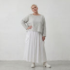 Leichter Baumwollüberwurf Hellblau/Ecru im Oversize Lagenlook zeitlos leger luftig weich
