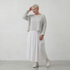 Leichter Baumwollüberwurf Hellblau/Ecru im Oversize Lagenlook zeitlos leger luftig weich