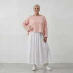Leichter Baumwolle Mousseline Überwurf in Rosa Ecru soft Oversize Lagenlook zeitlos leger
