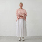 Leichter Baumwolle Mousseline Überwurf in Rosa Ecru soft Oversize Lagenlook zeitlos leger