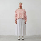 Leichter Baumwolle Mousseline Überwurf in Rosa Ecru soft Oversize Lagenlook zeitlos leger
