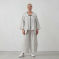Luftige Baumwolljacke im Lagenlook Hellblau/Ecru Oversize A Linie leger modern weich fein