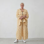 Fliessende Marlenehose Gelb Ecru aus Baumwolle luftig leger Lagenlook zeitlos zarte weit