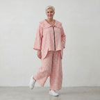 Zeitlose Oversize Marlenehose in Rosa/Ecru aus Baumwolle sehr luftig leger Lagenlook Stil