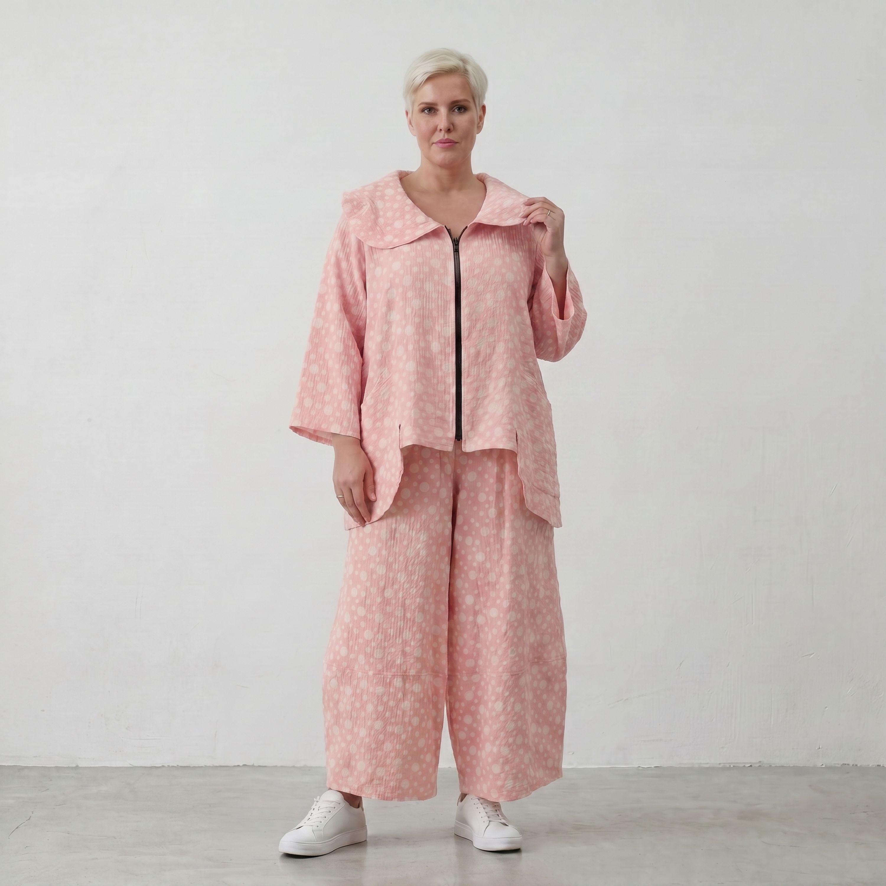 Leichte Oversize Baumwolljacke in Rosa Ecru im Lagenlook luftig zeitlos feminin soft sehr