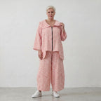 Zeitlose Oversize Marlenehose in Rosa/Ecru aus Baumwolle sehr luftig leger Lagenlook Stil